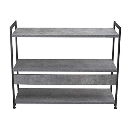 Household Essentials Slate Concrete & Iron Three-Tier Bookshelf - color: Slate