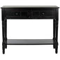 SAFAVIEH Furniture - Samantha 2-Drawer Console Table - Distressed Black - Solid Wood - Classic Storage Design - Ideal for Entryway, Living Room, Hallway, 35.8"W x 13.8"D x 29.5"H (AMH5710B) - color: Distressed Black