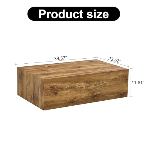 39" Rectangular Compact Coffee Table,Small Cube End Table,Modern Side Table with Stylish Wood Grain Pattern,Minimalist Accent Table for Living Room,Office,Apartment,Nightstand(Log Wood,39") - color: Log Wood,39"