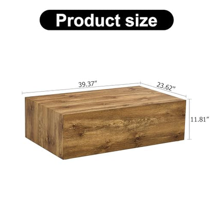 39" Rectangular Compact Coffee Table,Small Cube End Table,Modern Side Table with Stylish Wood Grain Pattern,Minimalist Accent Table for Living Room,Office,Apartment,Nightstand(Log Wood,39") - color: Log Wood,39"