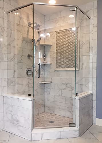9'' Natural Marble Corner Shower Shelf for Bathroom, Marble Corner Shelves for Bath Wall Mounted Both Side Polished (9"X9"X 5/8" Carrara White)