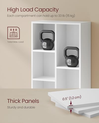 VASAGLE Bookcase Cube Shelf with 7 Compartments, 9.4 x 19.7 x 41.9 Inches | Bookshelf storage shelf, Cloud White, CUSTOS Collection, ULBC27WT - color: Cloud White, size: 7 Cubes (9.4"D x 41.9"H), style: 1 Pack