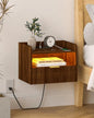 Veegle Floating Nightstand with Charging Station and LED Lights (Walnut Brown) - color: Walnut Brown