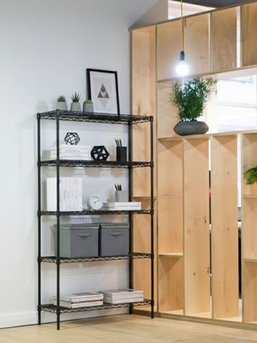 Black 5-Tier Metal Adjustable Freestanding Garage Storage Wire Shelving Unit (36 in. W x 72 in. H x 14in. D) - size: Black-5Tiers-36x14x72"