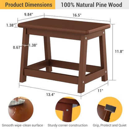 Wooden Step Stool, Foot Stool, Shoe Bench, Small Side End Table, Small Sofa Foot Stool for Bathroom Living Room Bedroom Kitchen Entryway Modern Sturdy 16.5x11x11.8inchs (Coffee) - color: Coffee, size: Small