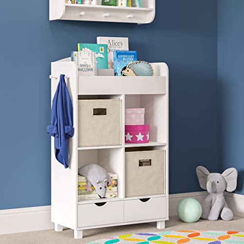 RiverRidge Folding Storage Bins - 2-pack of 10in Tall Taupe Cubes | Fabric Bins, Set of 2 Storage Cubes, Cut-out Handles, Playroom Closet Organizer, Collapsible Cubby with Bottom Board Insert - color: 2 Taupe 10in H Bins