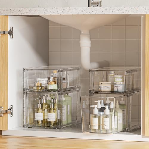 Vtopmart 8 Pack Clear Stackable Storage Drawers - style: 6 Medium+2 Small