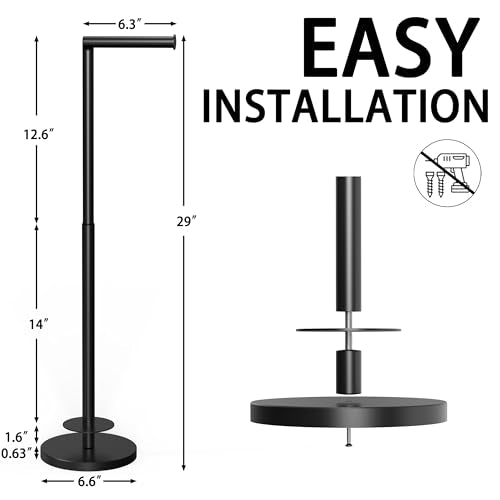 Toilet Paper Holder Stand 1 pc, Height Adjustable, Reserve Tissue for 6 Spare Rolls, Bathroom Storage, Rustproof with SUS304 Stainless Steel (Matte Black) - color: Matte Black