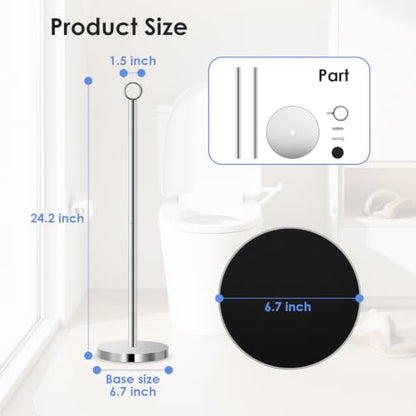 TACGEA Toilet Paper Holder Stand(with Reserve Function), Free-Standing Spare Rolls Storage Holder, Stainless Steel - color: Silver (With Top Ring)