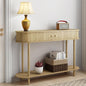 ARTPOWER 47.2" Modern Entryway Table with Wood Tambour Door, Accent Behind Couch Sofa Console Table with Storage, Fluted Side Table for Hallway, Living Room, Foyer, Natural Wood - color: Natural Wood