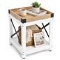 Farmhouse Square Side Table,2-Tier End Table with Storage Shelf | Modern Sofa Couch Table Bedside Nightstand With X-Frame for Living Room Bedroom Office Small spaces,White+Oak - color: White+oak, style: Farmhouse
