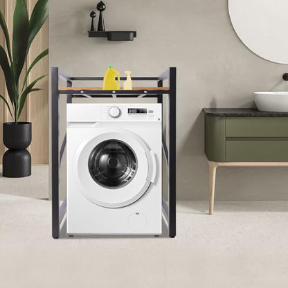 Over Washer and Dryer Shelves,Dryer Storage Shelf,3 Tiers Laundry Room Storage and Organizer Standing Shelf,Height Adjustable Laundry Room Shelves, Load-Bearing Capacity 22lbs (Black+Yellow) - color: Black+yellow