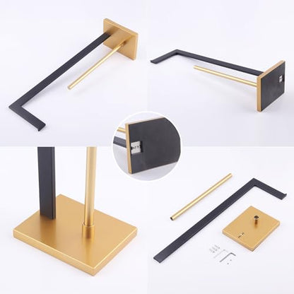 GERZWY Free Standing Toilet Paper Holder, SUS 304 Stainless Steel Toilet Paper Stand with Reserve (Black & Gold) DZY004-BD - color: Black & Gold