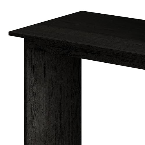 Elegance Writing Desk with Multi-Tier Open Shelves, Study Computer Desk for Home Office, Black - color: Black