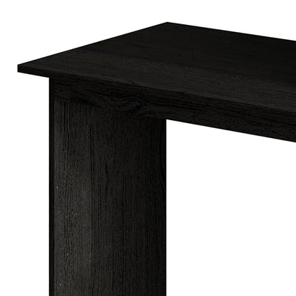Elegance Writing Desk with Multi-Tier Open Shelves, Study Computer Desk for Home Office, Black - color: Black