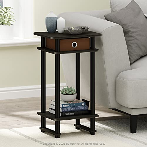 Furinno 17017 Turn-N-Tube End Table, 1-Pack, Espresso - color: Espresso/Black/Brown, size: 1-Pack