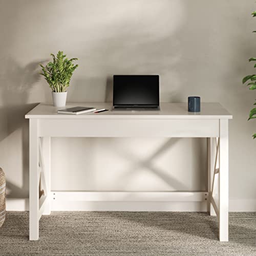 Lavish Home Writing Desk - Work Desk with X-Pattern Legs - for Office, Bedroom, Computer, or Craft Table - Home Office Desks (White) - color: White