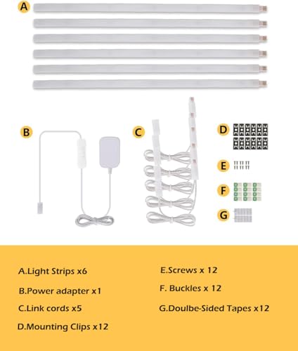 Cefrank 6-Pack 12 Inch Seamlessly Linkable LED Under Cabinet Lighting Strip Light Bars for Cabinet, Kitchen, Shelf, Workbench, Cupboard, 1200 Lumen Cold White 6000K - color: White