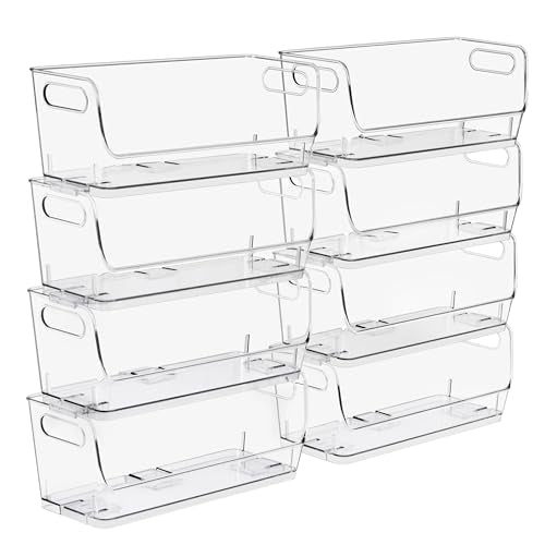Sorbus Stackable Storage Bins Open Front, Clear Stackable Storage Bins, Pantry Bins for Storage and Organization, Acrylic Stackable Bins for Kitchen, Clear Pantry Organizer Bins (Small Narrow 8 Pack) - size: Small Narrow, style: 8 Pack