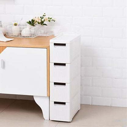 4 Drawers Slim Bathroom Storage Cabinet,Narrow Plastic Storage Cart,Rolling Dresser on Wheels for Living Room,Bathroom,Kitchen - size: 4 Drawers
