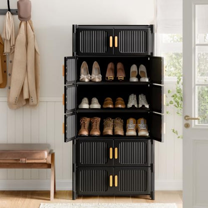 7-Tier Shoe Cabinet, 28-Pair Storage for Entryway | Adjustable Shelves, Waterproof PP, Easy To Clean - size: 7-Tier
