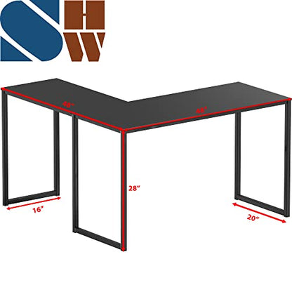 SHW Mission 48 x 48 Inches L-Shape Home Office Computer Desk, Black - color: Black, size: 48-Inch L-Shaped