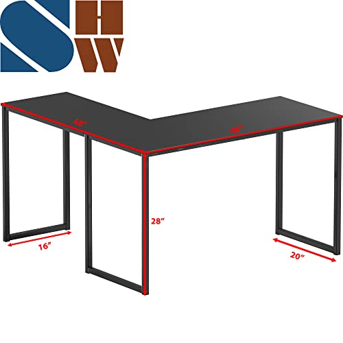 SHW Mission 48 x 48 Inches L-Shape Home Office Computer Desk, Black - color: Black, size: 48-Inch L-Shaped