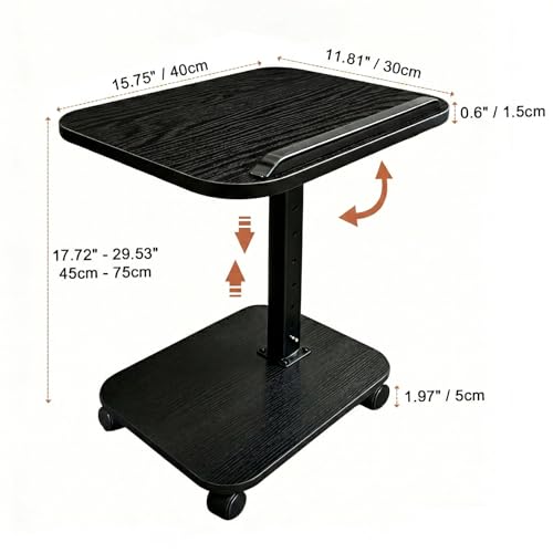 C Table End Table Adjustable Height, Rolling TV Tray Table for Small Spaces 180° Flip-Over Panel & 360° Swivel Casters,C Shaped Side Tables for Couch for Living Room/Bedroom/Bed/Sofa/Chair/Snack-Black - color: Black