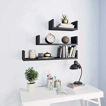 Wall Display Shelf 3 pcs Shelving,Bookcase with Doors,White Bookcase,Suitable for Study, Bedroom, Office, Living Room,Black Engineered Wood - color: Black