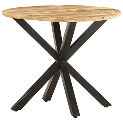 Industrial Wooden Side Table 26.8x26.8x22 Inches, Solid Mango Wood End Table with Powder-Coated Iron Legs, Industrial Style Accent for Living Room - color: Solid Mango Wood