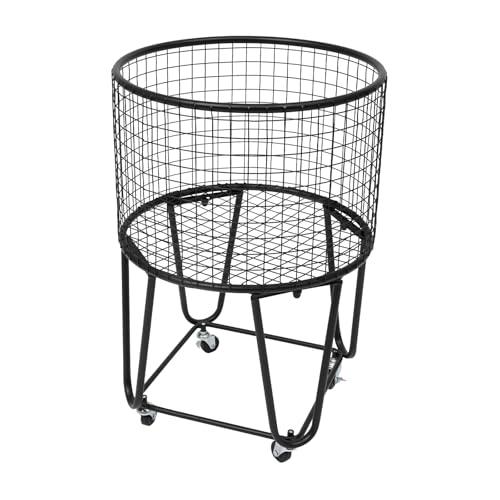 Wire Metal Deep Set Rolling Laundry Basket,Wire Laundry Basket With Wheels | Mesh Wire Laundry Basket Storage Cart for Bathroom Bedroom Dirty Clothes Storage (G) - size: G