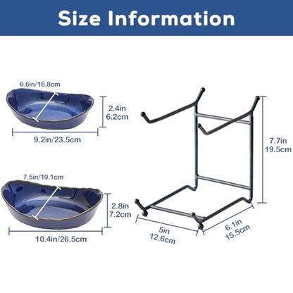 DUJUST 2 Tier Fruit Bowl, Kiln Altered Glaze Ceramic Fruit Stand, Stackable & Easy to Store, Multifunctional Serving Tray for Fruit/Vegetables/Snacks, Microwave & Dishwasher Safe - Dark Blue - color: 2-Tier Dark Blue