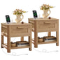 Joaxswe Farmhouse Side Table Set of 2 Living Room, Small Night Stand with 1 Drawers & Open Shelving & 4 Thickened Table Legs, Natural Wood - color: Natural, size: Set of 2