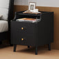 Nightstand with Drawers, 15.7" Solid Wood Side Table for Bedroom, Modern Bedside Table with Pull-Out Tray & Cable Management, Black - color: Black, size: 16"