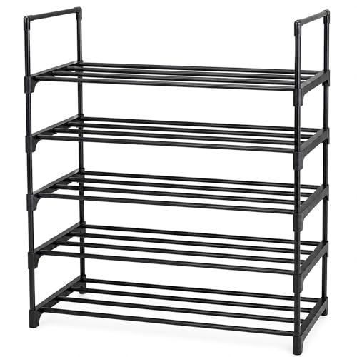 Shoe Rack Organizer, 5-Tier Reversible Metal Space Saving Shoe Storage Shelf - for Entryway, Closet, Front Door, Bedroom, Garage & Corridor-Closet Organizer, Garage Storage Shelves - size: 5-Tier