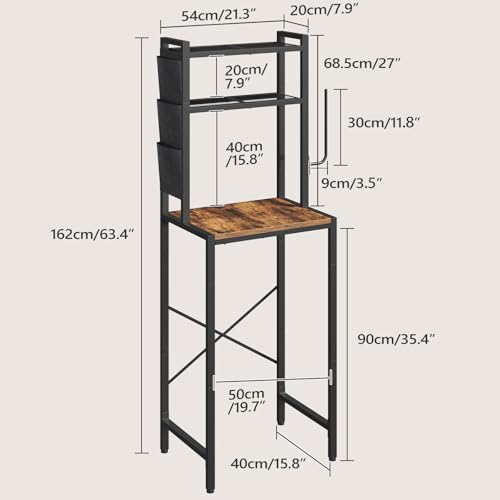 MAHANCRIS Bakers Rack with Mini Fridge Shelf, 3-Tier Microwave Stand, Coffee Bar Station with Paper Holder, Freestanding Kitchen Storage Rack, for Kitchen, Rustic Brown and Black BRHR5401 - color: Rustic Brown and Black