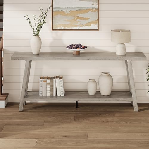 GarveeHome 70.87" Extra Long Console Table, Narrow Sofa Table Behind Couch, Grey Entryway Table for Hallway Living Room Foyer, Farmhouse Accent Skinny Table, Grey, 70.87" L x 14.02" W - color: Rustic Grey, size: 70.87"L x 14.02"W x 31.5"H