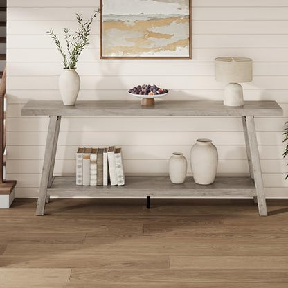 GarveeHome 70.87" Extra Long Console Table, Narrow Sofa Table Behind Couch, Grey Entryway Table for Hallway Living Room Foyer, Farmhouse Accent Skinny Table, Grey, 70.87" L x 14.02" W - color: Rustic Grey, size: 70.87"L x 14.02"W x 31.5"H