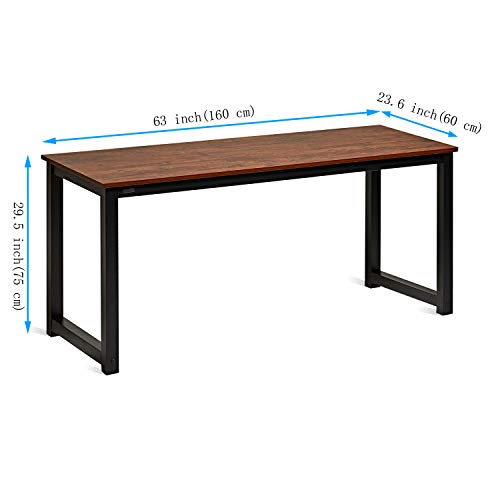 Decoholic 47 Inch Computer Desk, Home & Office PC Laptop Study Writing Table Workstation with Leg Bars, Modern Simple Industrial Style, Rustic Brown - size: 47 Inch