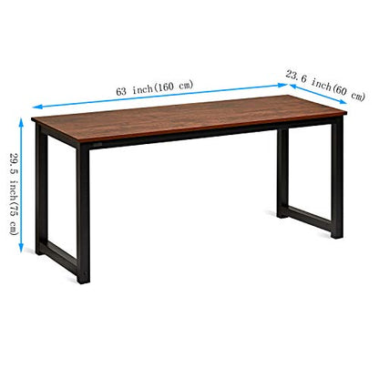 Decoholic 47 Inch Computer Desk, Home & Office PC Laptop Study Writing Table Workstation with Leg Bars, Modern Simple Industrial Style, Rustic Brown - size: 47 Inch