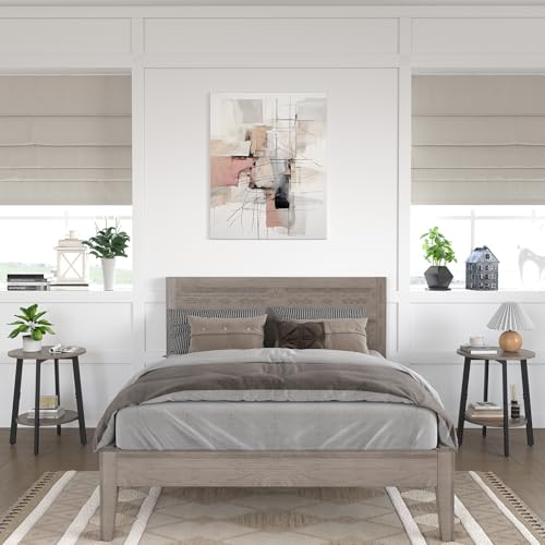 sthmec Side Table, Small Round End Table with Storage Shelf for Small Space, 2-Tier Bedside Table Sofa Couch Table, Round Accent Table Nighstands for Living Room, Bedroom, Grey - color: Grey