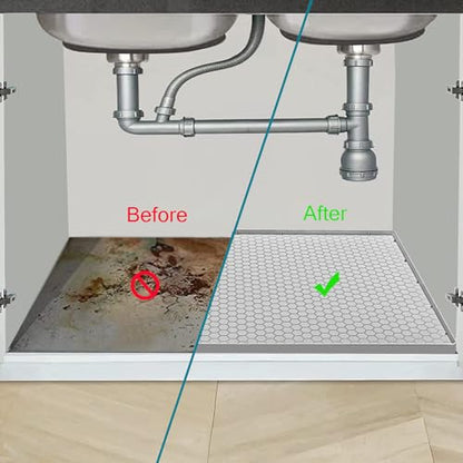 Under Sink Mat 31 x19, Silicone Under Sink Liner for Kitchen Waterproof Bathroom Cabinet Mat, Light Grey - color: Light Grey, size: 19"W x 31"L