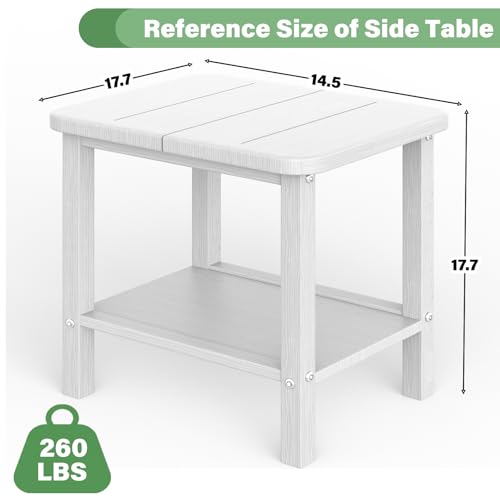 Patio Side Table, Small Rectangular HDPE Adirondack End Table for Outdoor Use in Pool, Garden, Lawn, Backyard,White - color: White
