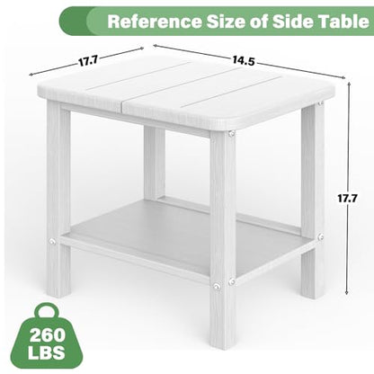 Patio Side Table, Small Rectangular HDPE Adirondack End Table for Outdoor Use in Pool, Garden, Lawn, Backyard,White - color: White