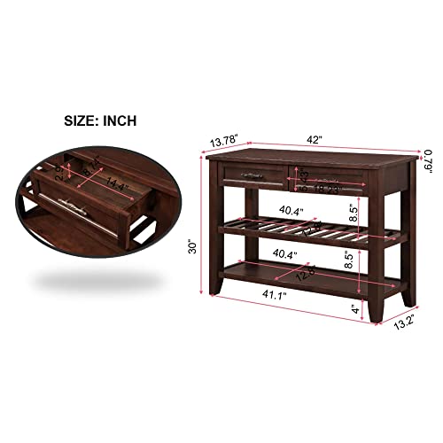 Knocbel Entryway Console Table with 2 Storage Drawers and 2 Lower Shelves, Entrance Hallway Foyer Behind Sofa Couch Table, Easy Assembly (Dark Coffee) - color: Dark Coffee