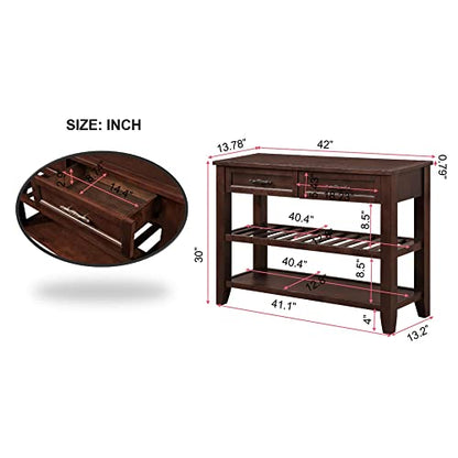 Knocbel Entryway Console Table with 2 Storage Drawers and 2 Lower Shelves, Entrance Hallway Foyer Behind Sofa Couch Table, Easy Assembly (Dark Coffee) - color: Dark Coffee