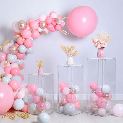 Vincidern 3PCS Acrylic Pedestal Stand for Party, Clear Square Display Plinth Pillar Stand for Wedding Cake Stand, Flower Holder, Sculpture Display, Art Gallery Home Decor (31.5"/27.6"/23.6" H)