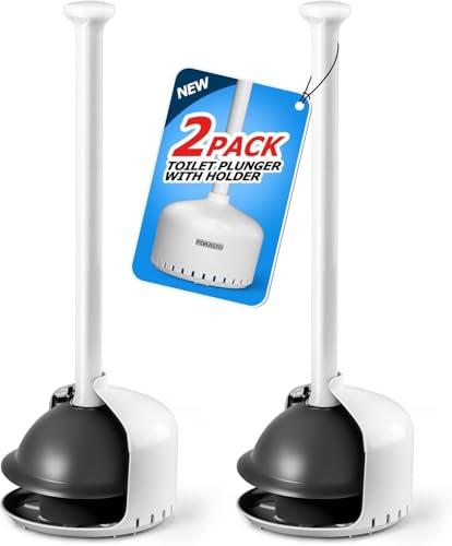 FORASTO 2Pack Toilet Plunger with Holder - Heavy Duty Bathroom Tools | Plungers for Bathroom, Toilet Bowl Cleaners, Apartment Must Haves, Bathroom Decor Accessories, Home Essentials, Pearl White - color: Pearl White, size: 2Pack