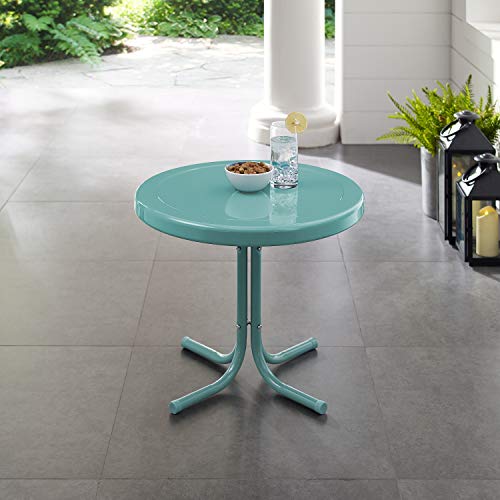 Crosley Furniture Griffith Weather Resistant Retro Metal Outdoor Side Table for Patio, Deck, Porch, Caribbean Blue - color: Caribbean Blue