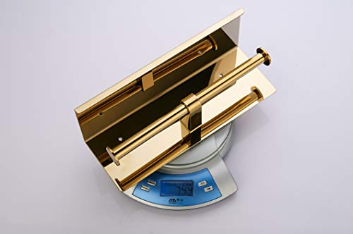 BGL Double Toilet Paper Holder Stainless Steel 304 Wall Mounted Two Heads Roll Tissue Holder with Shelf (Gold) - color: Gold